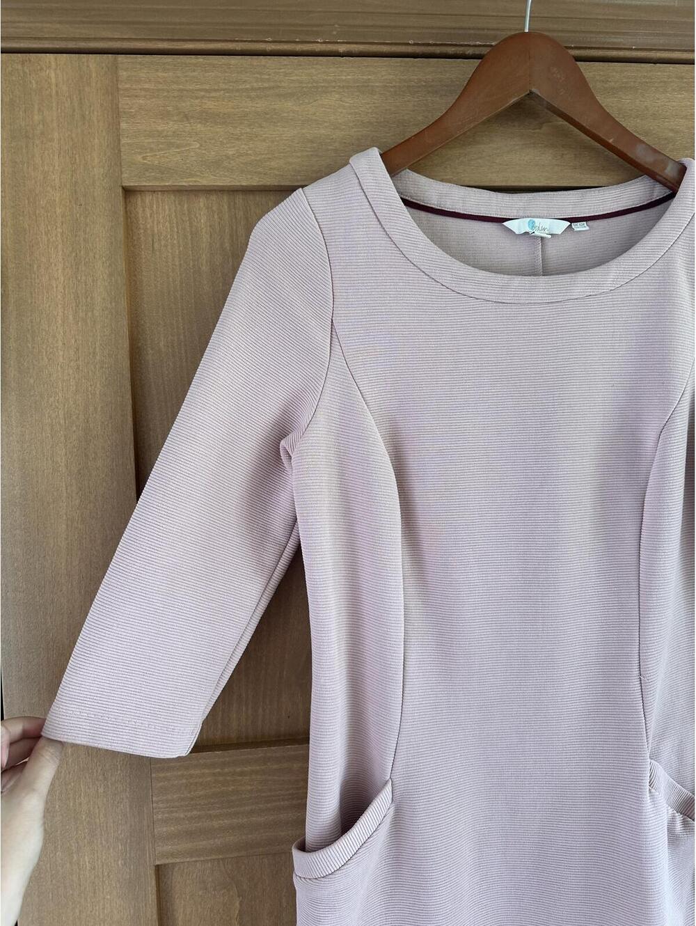 Boden Jasmine Ottoman Sheath Dress Ribbed Rose Pink 3/4 Sleeve Women’s size 6R - Picture 2 of 12